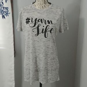 ❤ NWT Space Dyed Light grey/Black #yarnlife tee shirt M